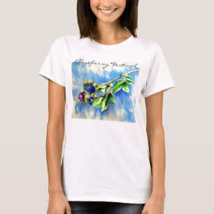 Camiseta Rama de arándano azul, pintura acuarela