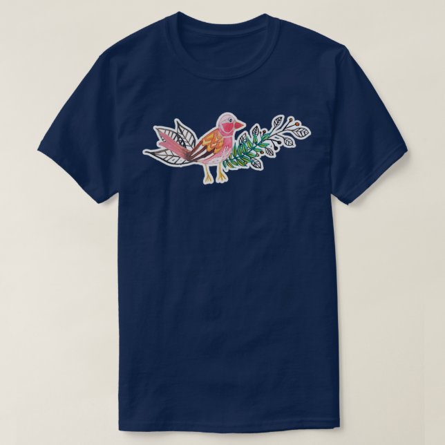 Camiseta Rama de árbol de resplandor Raven Hoja de ave Pige (Diseño del anverso)
