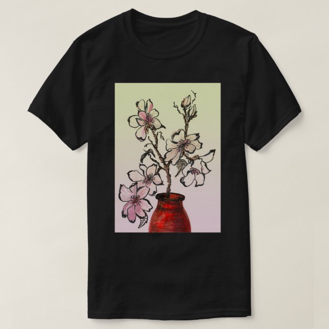 Camiseta Rama de magnolia en jarrón de terracota (Diseño del anverso)