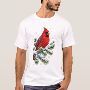 Camiseta Rama de Pino Cardinal Navidad Nevada