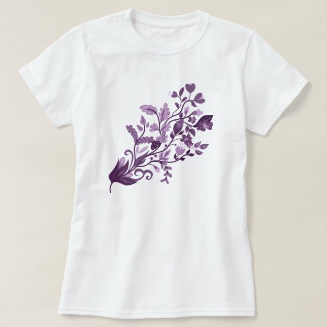 Camiseta Rama floral púrpura (Diseño del anverso)