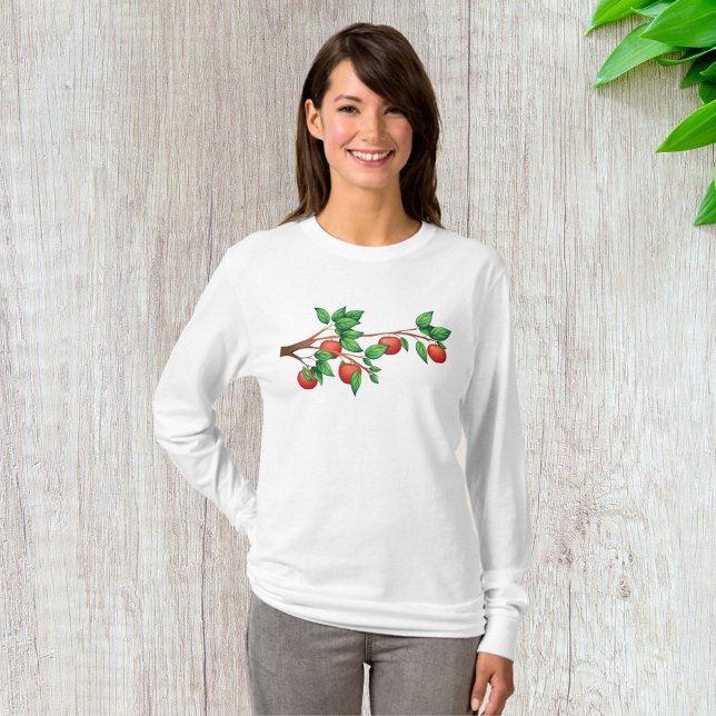 Camiseta Rama roja de manzanos: fruta fresca y hojas verdes (Subido por el creador)