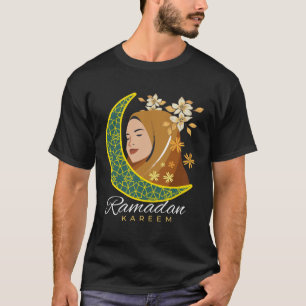 Camiseta Ramadan Kareem Chica musulmán hiyabí ayunando el R