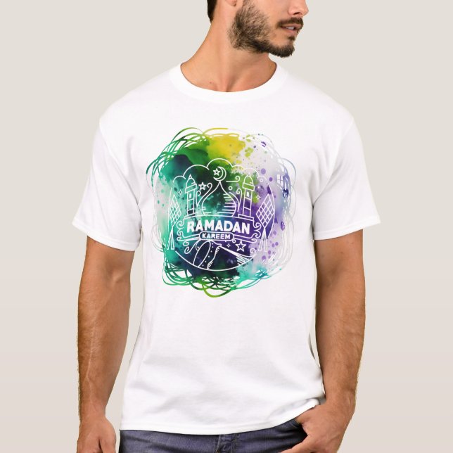 Camiseta RAMADAN KAREEM en abstracto acuarela (Anverso)