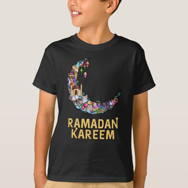 Camiseta Ramadán Kareem Mubarak ayunando la luna (Anverso)