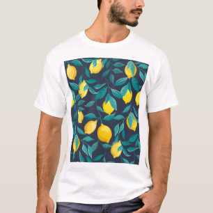 Camiseta Ramas de limón: azul decorativo sin foco