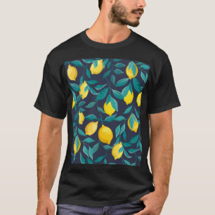 Camiseta Ramas de limón: azul decorativo sin foco