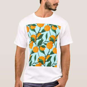 Camiseta Ramas de naranjas, huella vintage de cítricos.