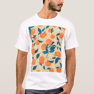Camiseta Ramas de naranjas: Patrón de fondo beige
