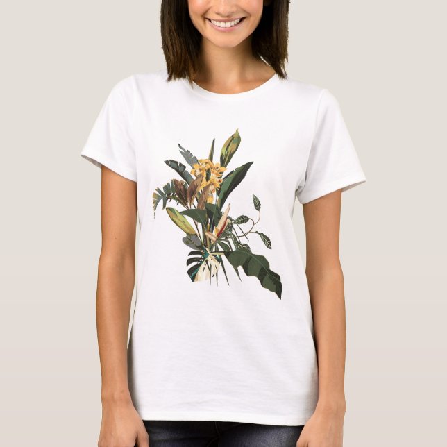 Camiseta Ramas de palmeras tropicales, hojas exóticas y ama (Anverso)