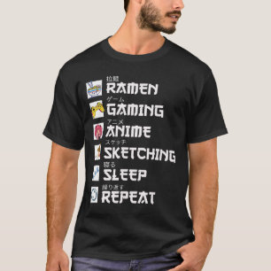 Camiseta Ramen Anime Juegos Repetición Otaku Anime Manga Ví