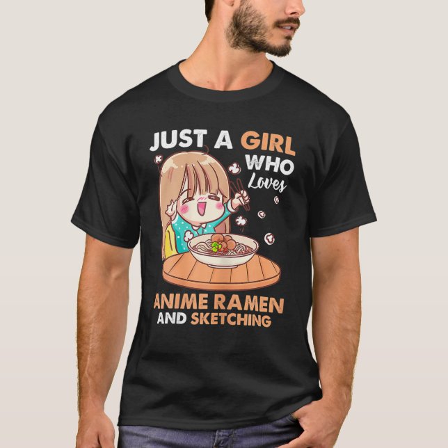 Camiseta Ramen Axolotl Kawaii Anime Chica de regalo de comi (Anverso)