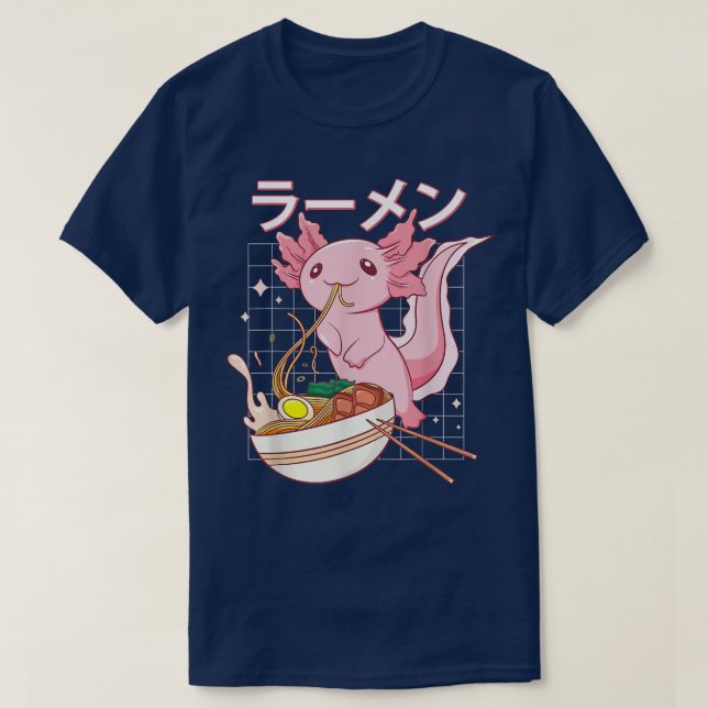 Camiseta Ramen Axolotl Kawaii Anime Comida Japonesa Para Ho (Diseño del anverso)