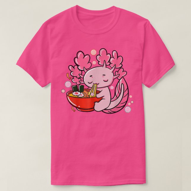 Camiseta Ramen Axolotl Kawaii Japanese Anime Noodles Girls  (Diseño del anverso)