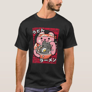 Camiseta Ramen Bear Tee Kawaii Cute Fideos Kitten Japoneses