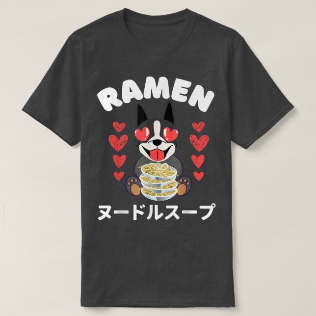 Camiseta Ramen Boston Terrier  (Diseño del anverso)
