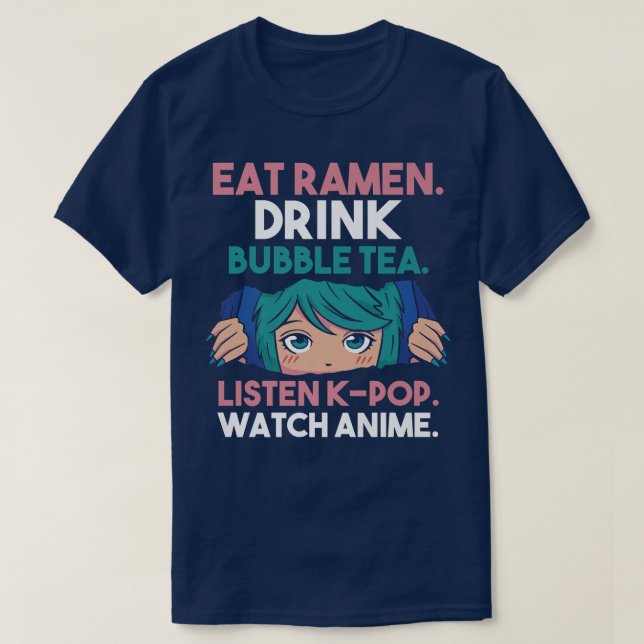 Camiseta Ramen Bubble Tea K-pop Anime Premium (Diseño del anverso)