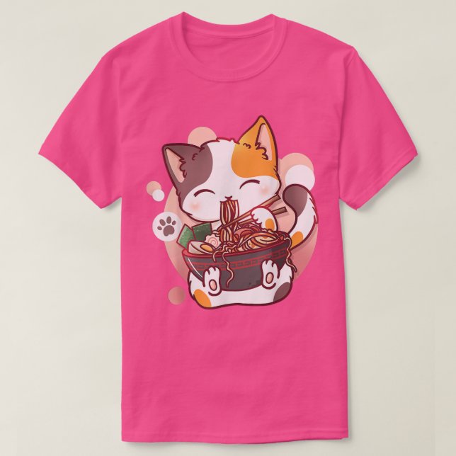 Camiseta Ramen Cat Anime Bowl Kawaii Neko Japanese  (Diseño del anverso)