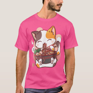 Camiseta Ramen Cat Anime Bowl Kawaii Neko Japanese 