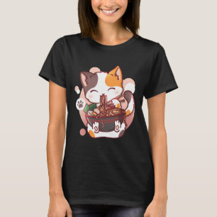 Camiseta Ramen Cat Anime Bowl Kawaii Neko Japonés