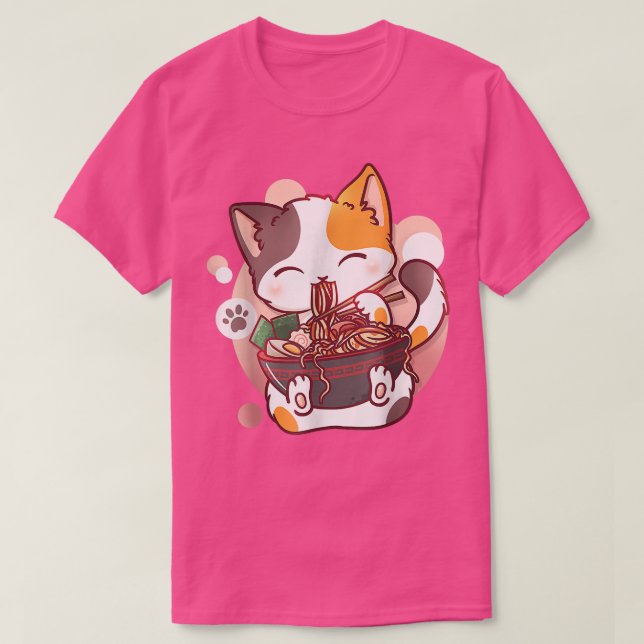 Camiseta Ramen Cat Anime Bowl Kawaii Neko Japonés  (Diseño del anverso)