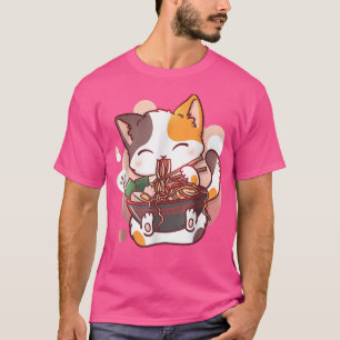 Camiseta Ramen Cat Anime Bowl Kawaii Neko Japonés