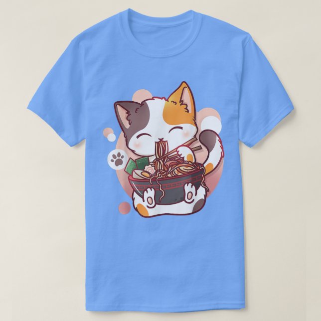 Camiseta Ramen Cat Anime Kawaii Neko Japanese Kids Boys Gir (Diseño del anverso)