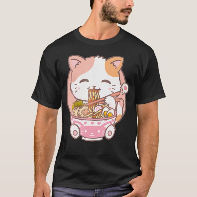 Camiseta Ramen Cat Kawaii Anime Cat Ramen Lover Kawaii Neko (Anverso)