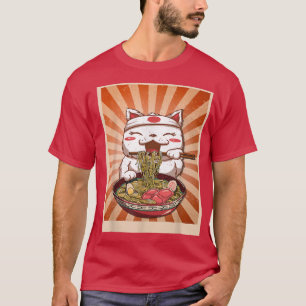 Camiseta Ramen Cat Kawaii Anime Japanese Food Girls Teenage