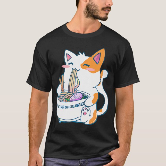 Camiseta Ramen Cat Kawaii Anime Otaku (Anverso)