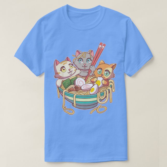 Camiseta Ramen Cat Kawaii Fan Anime Japoneses Noodles Asia  (Diseño del anverso)