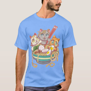 Camiseta Ramen Cat Kawaii Fan Anime Japoneses Noodles Asia 