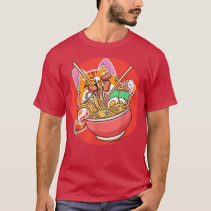 Camiseta Ramen Cat Kawaii, gato comiendo Ramen Cute Anime