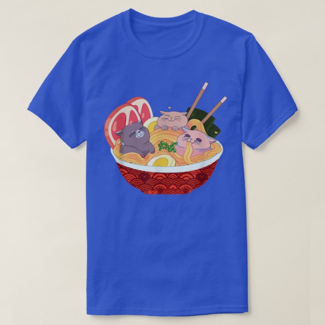 Camiseta Ramen Cat Kawaii Neko Anime Cats Japanese Noodles  (Diseño del anverso)