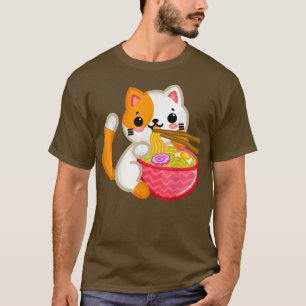 Camiseta Ramen Cat Kawaii Neko Anime de fideos japoneses