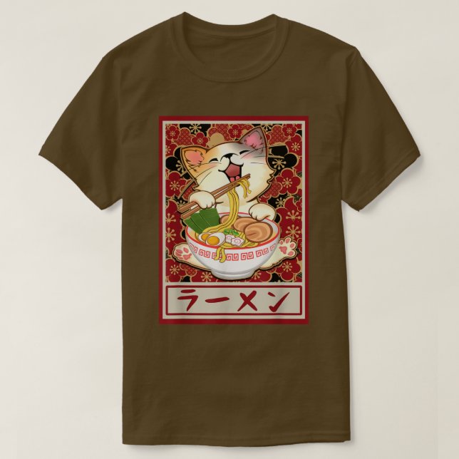 Camiseta Ramen Cat Kawaii Neko Anime Japanese Food Teens Bo (Diseño del anverso)