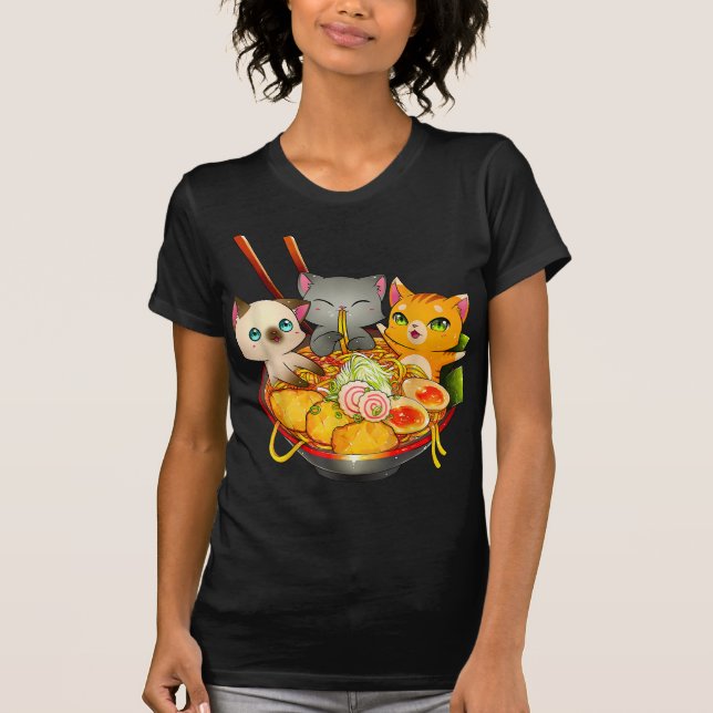 Camiseta Ramen Cat Kawaii Neko Anime Otaku Cats Japanese (Anverso)