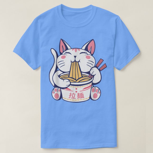 Camiseta Ramen Cat Kawaii Neko Noodles Japoneses Funny Anim (Diseño del anverso)