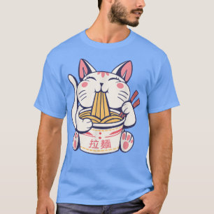 Camiseta Ramen Cat Kawaii Neko Noodles Japoneses Funny Anim