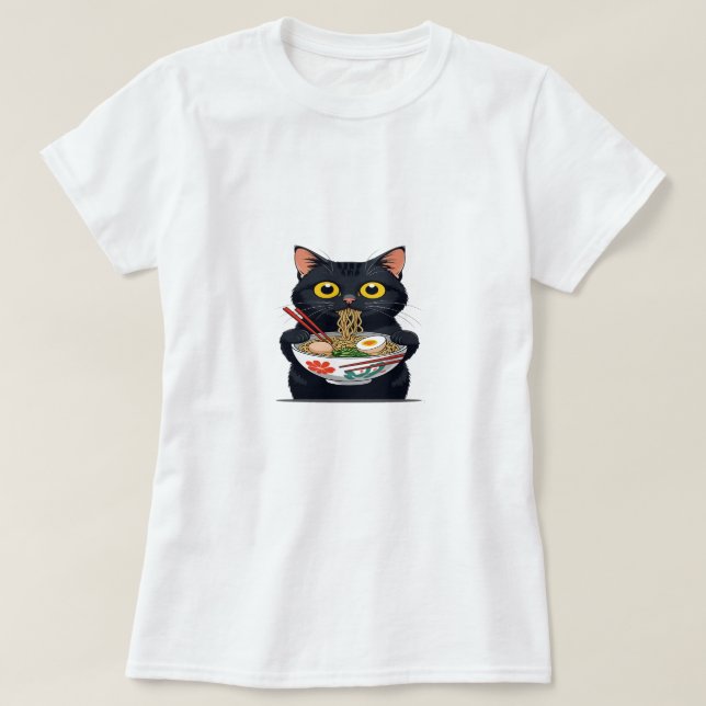 Camiseta Ramen Cat – Kawaii Noodle Lover Tee (Diseño del anverso)