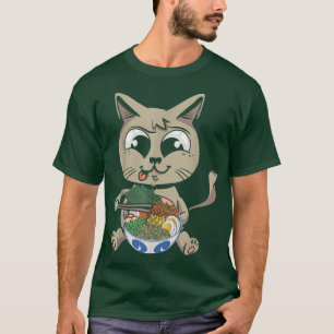 Camiseta Ramen Cat Kitty Lover Feline Meow Mascota Propieta