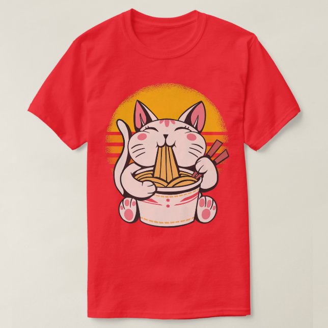 Camiseta Ramen Cat Lover Kawaii Anime Premium T-Shirt (Diseño del anverso)