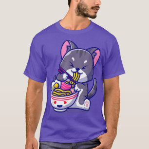 Camiseta Ramen Cat Neko Anime Kawaii Japanese Merch Cat Lov