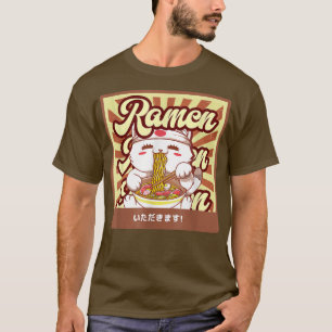 Camiseta Ramen Cat Neko Anime Kawaii Japonés Cat Lover Tee