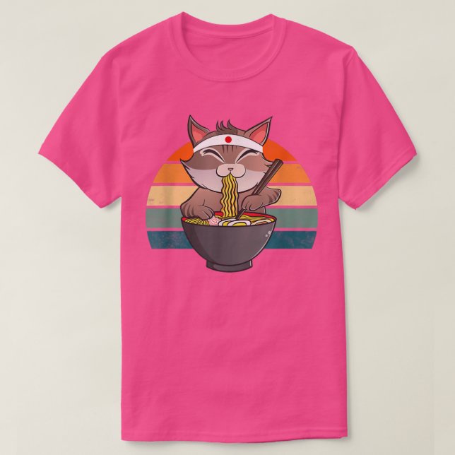 Camiseta Ramen Cat Neko Noodle Anime Kawaii Japanese Funny  (Diseño del anverso)