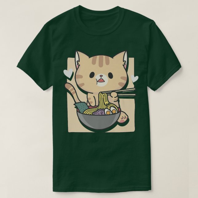 Camiseta Ramen Cat Otaku Aesthetic Kawaii  (Diseño del anverso)