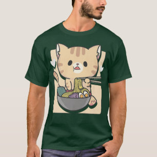 Camiseta Ramen Cat Otaku Aesthetic Kawaii 