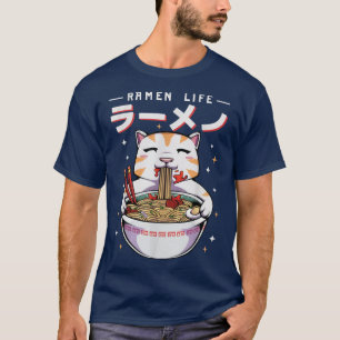 Camiseta Ramen Cat Ramen Life Kawaii Anime Japonés