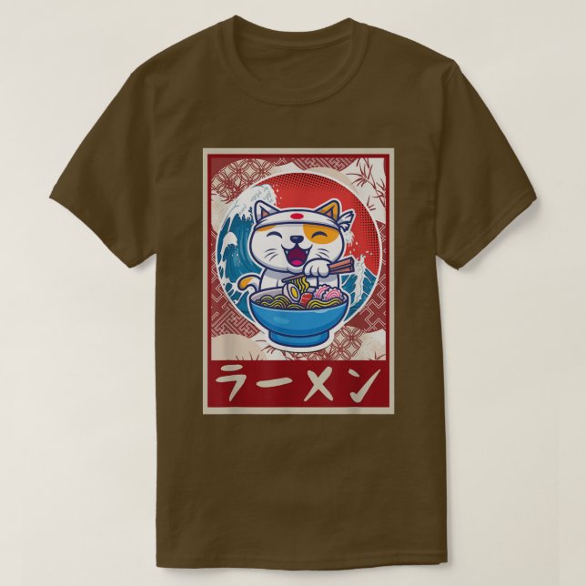 Camiseta Ramen Cat Shirt Kawaii Anime Japanese Food Gift Te (Diseño del anverso)