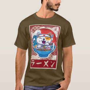 Camiseta Ramen Cat Shirt Kawaii Anime Japanese Food Gift Te